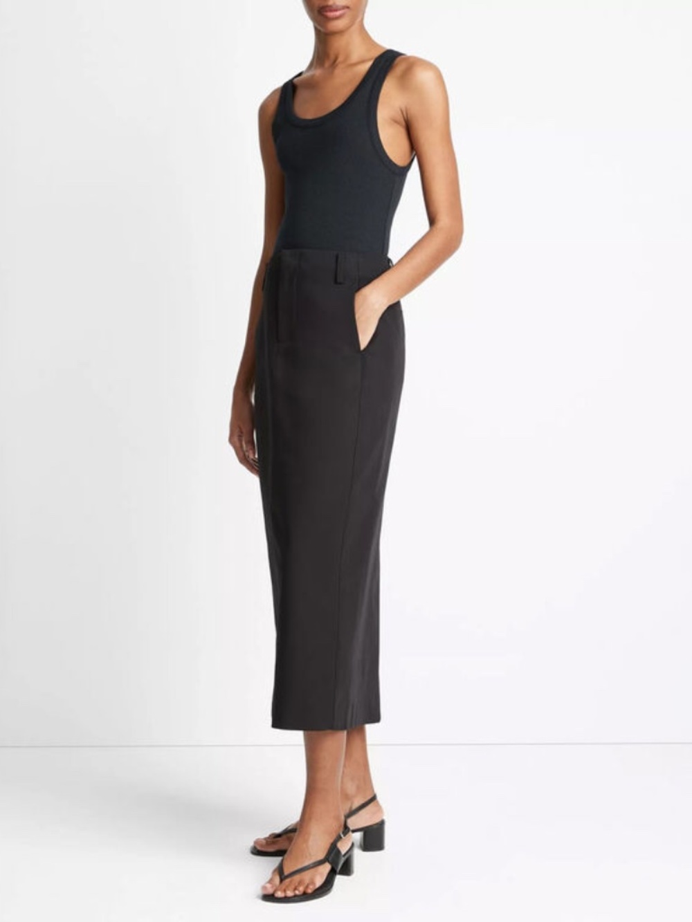 NWT Vince Black Cotton Low-Rise Straight Trouser Skirt - Size 6